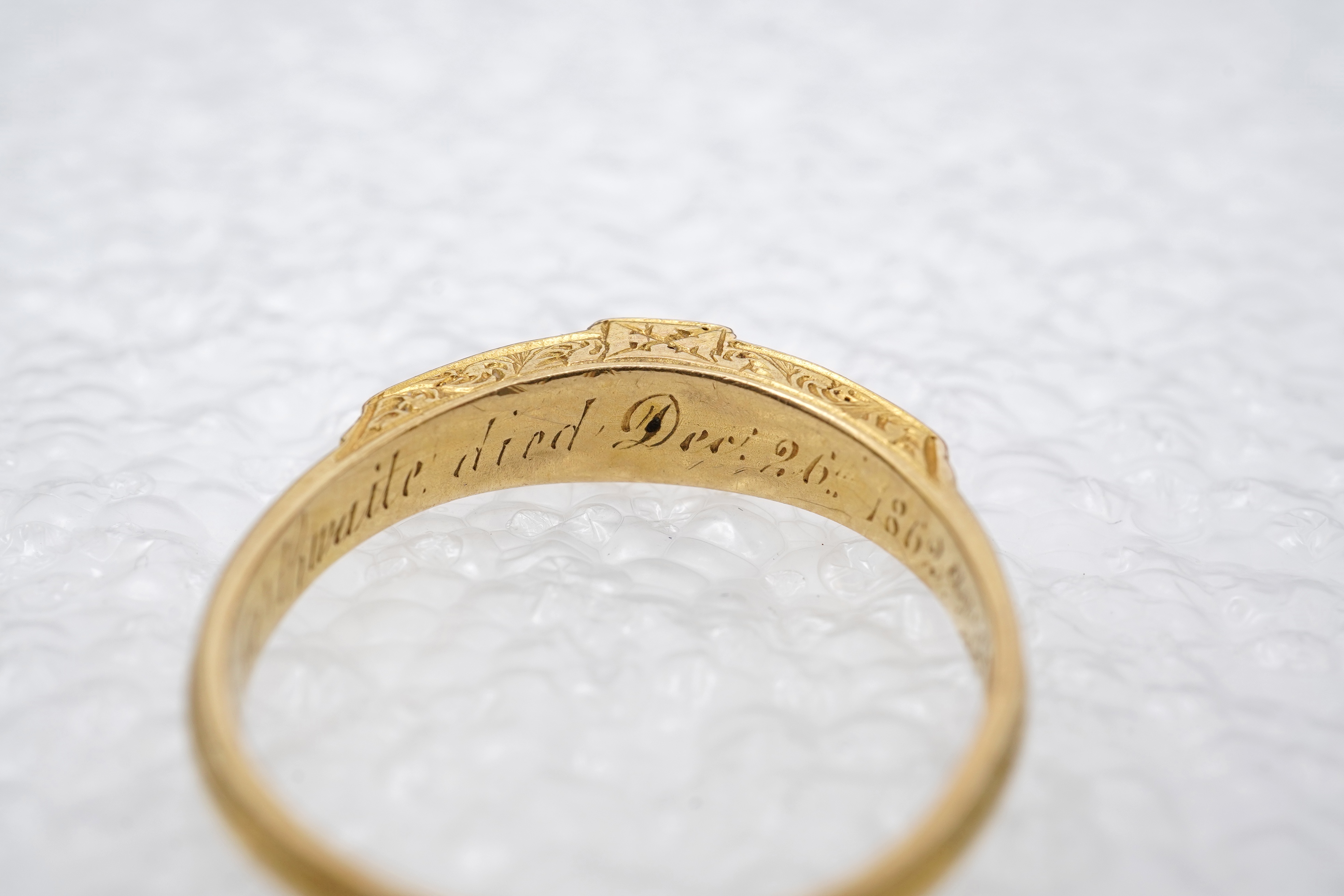 A Victorian diamond mourning ring, circa 1879